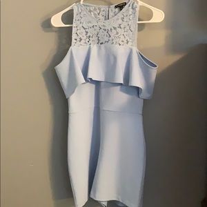 Off the shoulder, blue express romper
